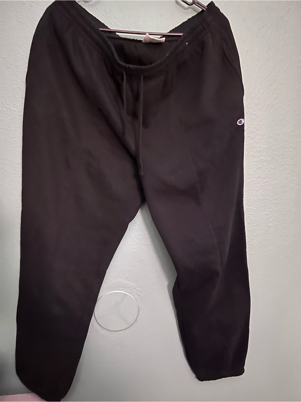 Champion Black Jogger Pants with Logo Tag